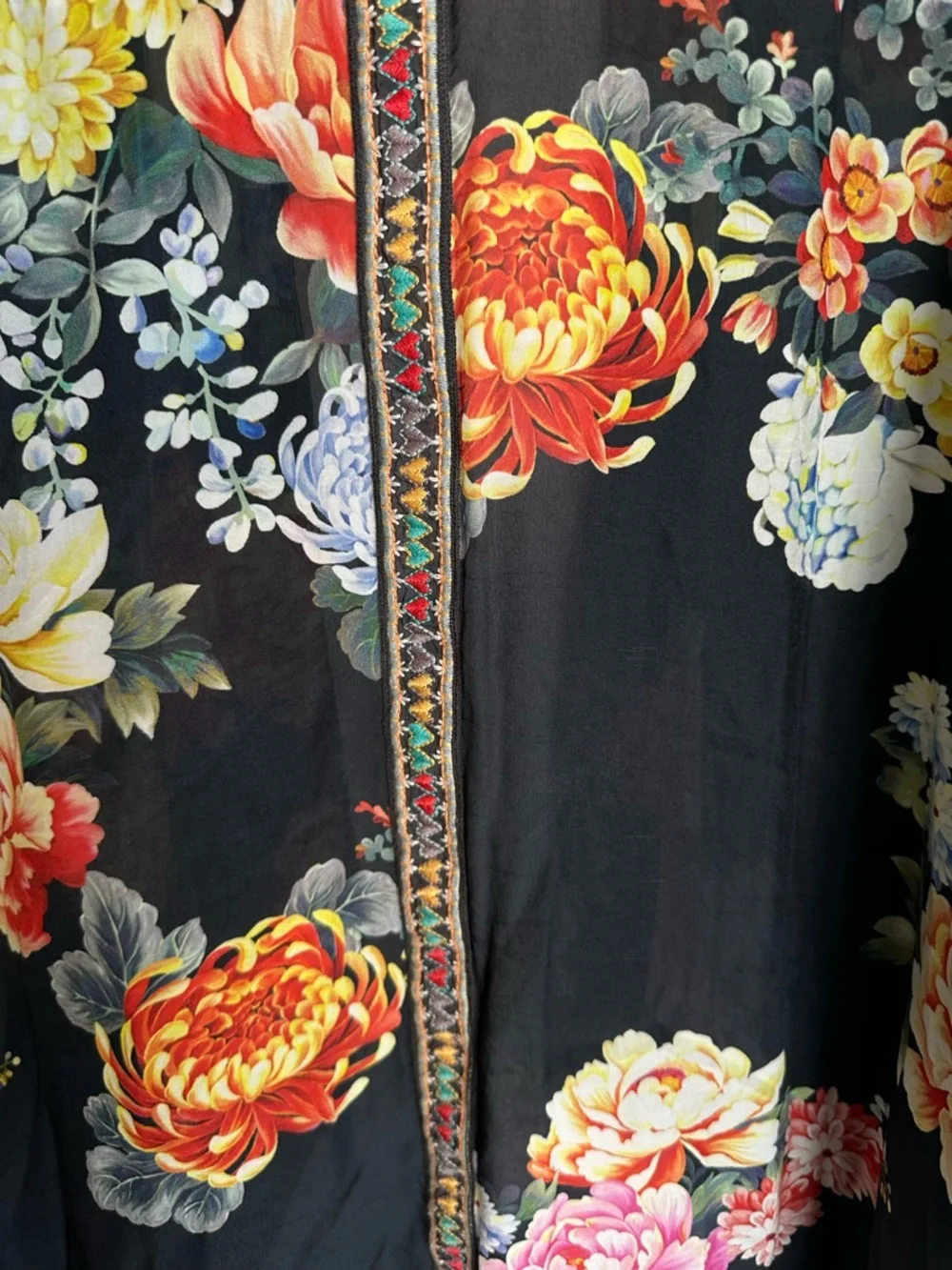 JOHNNY WAS Jazzy Kimono-Style Printed Jacket Size 1X floral embroidered